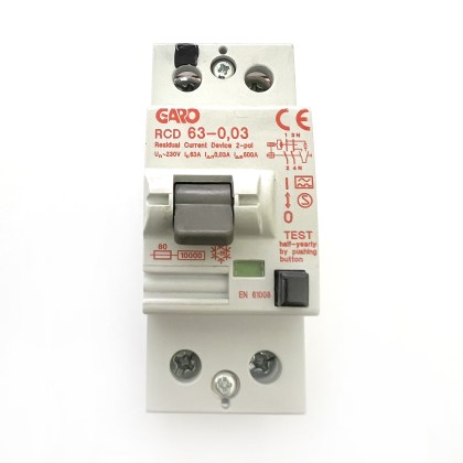 Garo 63-0,03 63A 63 Amp 30mA RCD 2 Double Pole Circuit Breaker Type A